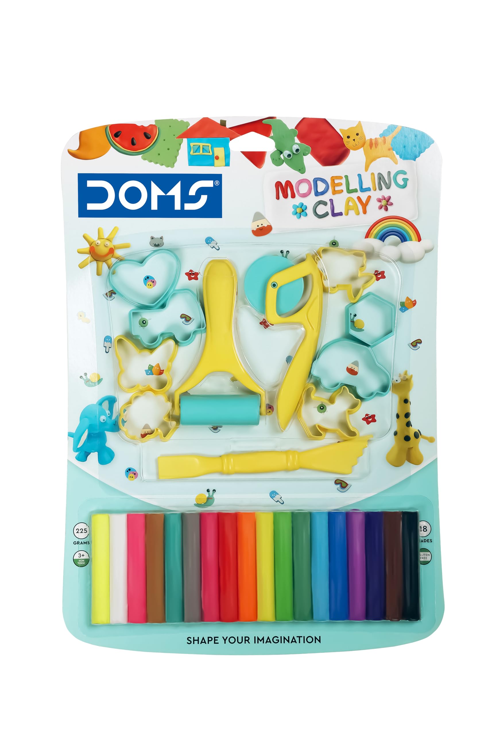 Doms Modelling Clay Blister Pack | Easily Kneadable Clay | Non Toxic & Safe For Childrens | Soft, Non-Drying, Hygienic & Non-Sticky | Ideal for School, Kids & Gifting Purpose | Set Of 18 Unique Shades-picture-24