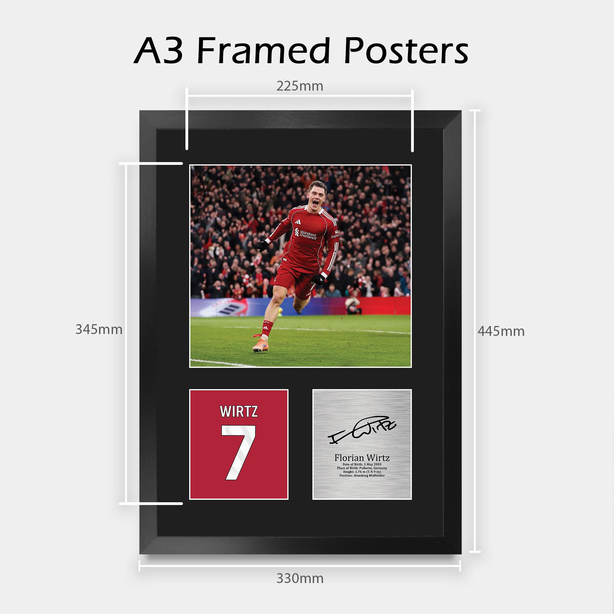 HWC Trading Florian Wirtz Liverpool Geschenke Gedrucktes Signiertes Autogramm Foto für Fußball Anhänger and Fans - A3 Porträt Gerahmt (ID-005454)