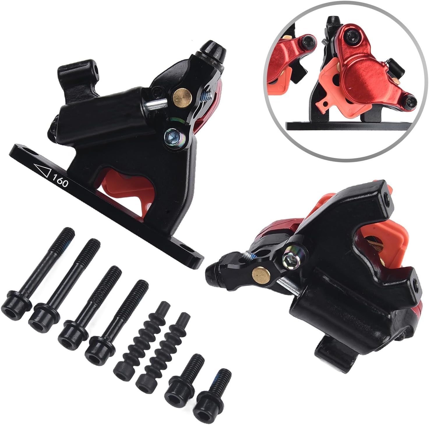 Road for Bike Mechanical Line Pulling Hydraulic Disc Brake Flat Mount Caliper with High-Strength Aluminum Alloy Integrated Hydro Cylinder for XTR Large Piston and XT Multi-Metal Pads