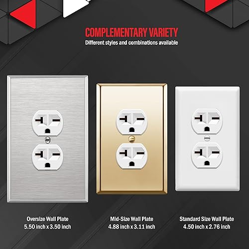 Miniatura 4 de ENERLITES Receptáculo dúplex, toma de pared eléctrica de 20 amperios, grado industrial, 2 polos, 3 cables, 20 A 250 V, certificación UL, 62081-W,