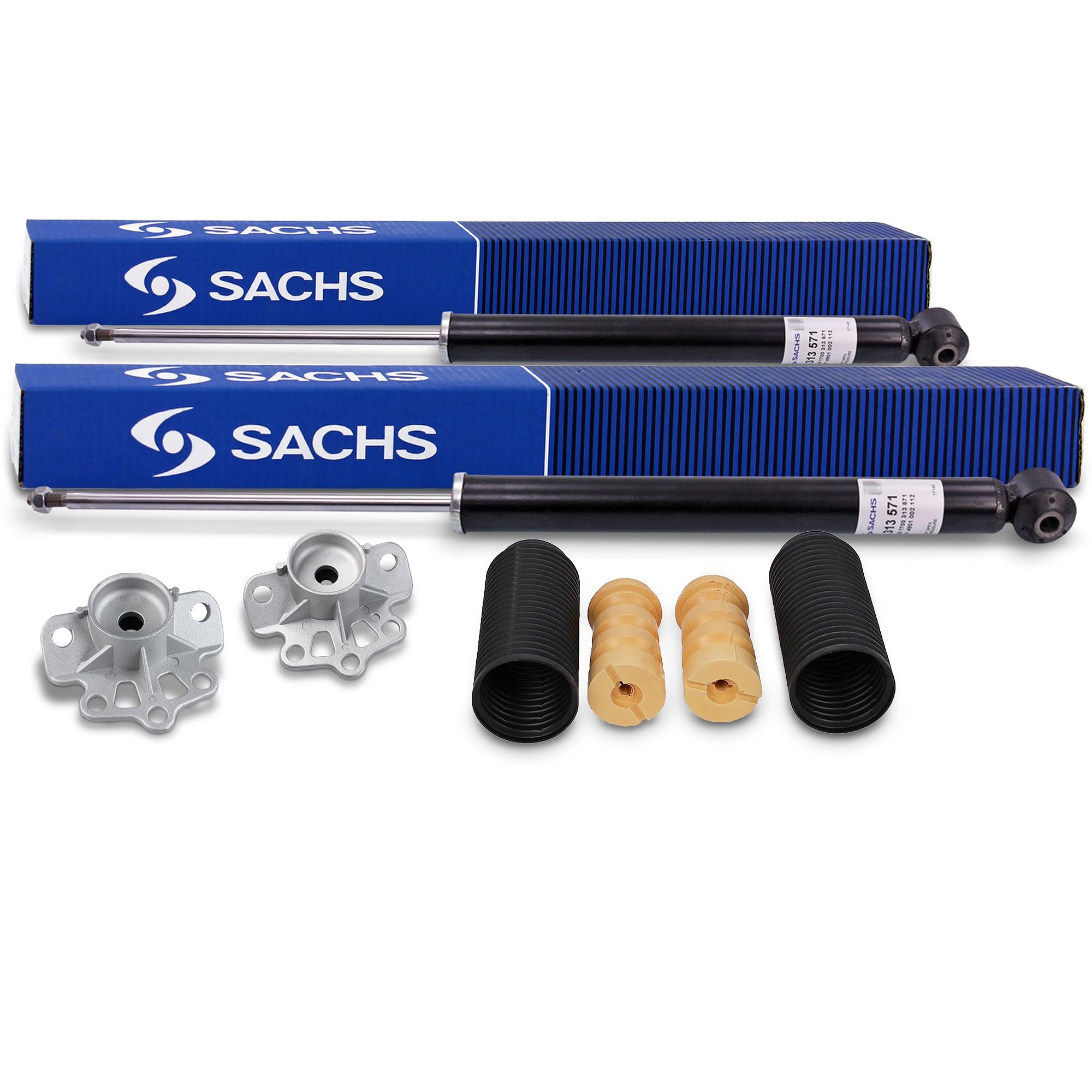 Set bestehend aus 2x Stoßdämpfer + Domlager + Staubschutzsatz hinten | Kompatibel mit: FIAT GRANDE PUNTO, OPEL CORSA D