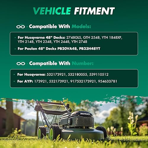 Miniatura 4 de SCITOO 173921 Cuchilla de cortacésped para cubierta de 48 pulgadas para Husqvarna 2748GLS, GTH 2548, YTH 1848XP, YTH 2148, YTH 2348, YTH 2448, YTH