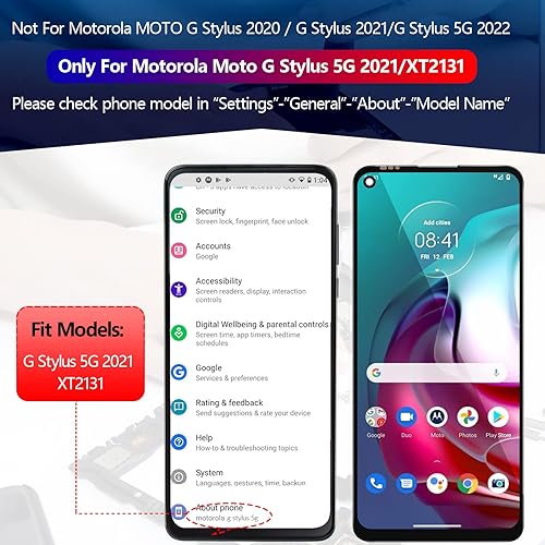 Miniatura 2 de YWLRONG Pantalla para Motorola Moto G Stylus 5G Reemplazo de pantalla táctil digitalizador Asamblea para Moto G Stylus 5G XT2131 XT2131DL XT2131-1