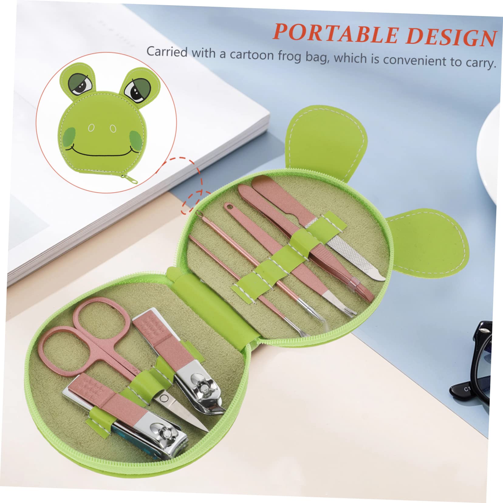 Healvian 3sets Professionale Di Strumenti Per Manicure Da Viaggio Kit Completo Per Unghie e Pedicure Con Custodia Tema Cartone Animato Accessori Acciaio Inossidabile Per Donna Facile Da