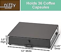 Vista 3 de Nifty Rolling Coffee Pod Drawer – Black Finish, Compatible with K-Cups, 36 Pod Pack Holder, Compact Under Coffee Pot Storage Drawer, Slim Home