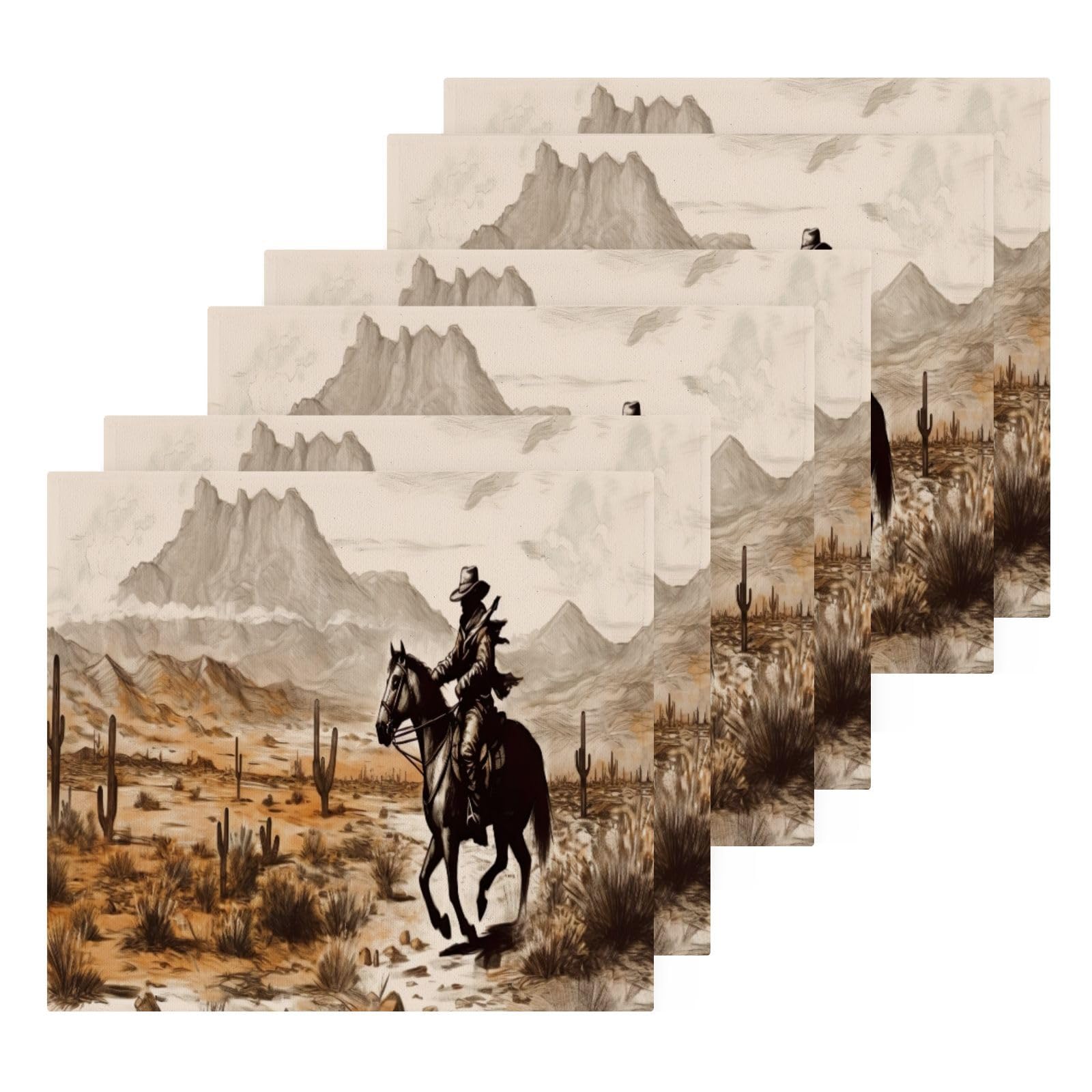 xigua Western Cowboy Washcloths Towels, Highly Absorbent and Soft Cotton Face Cloths, 2 Pack Quick Dry Wash Cloths - 12 X 12 Inches