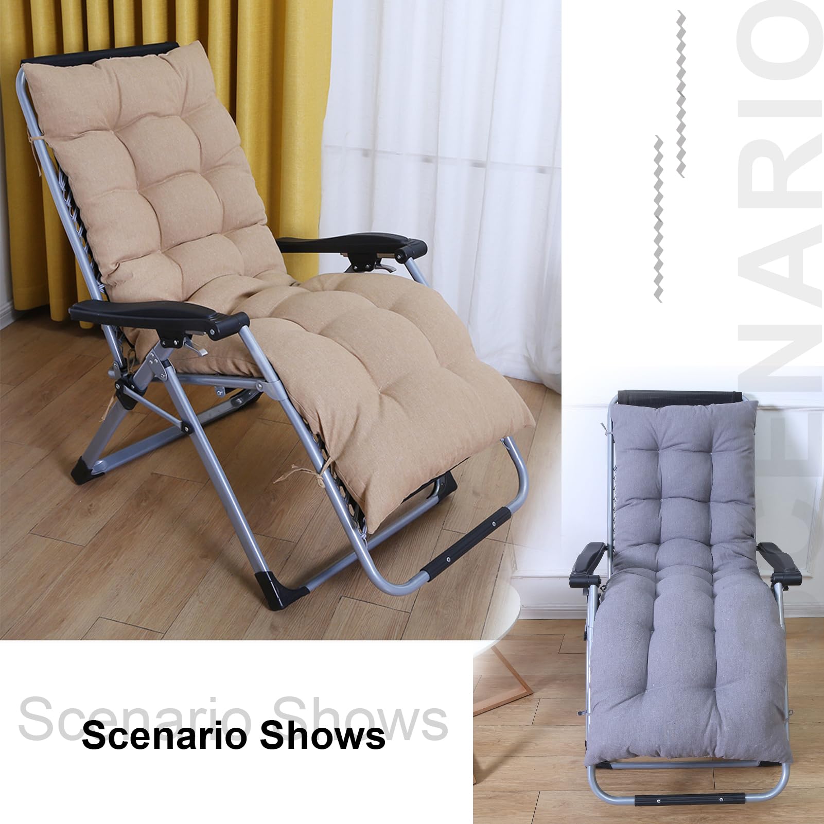 Cuscino Sdraio Da Esterno Cuscino Per Poltrona, Ricambio Cuscino Ideale Per Cuscino Dondolo Da Giardino, Trapuntato Sedie Pieghevoli Da Interno Cuscini (Solo Cuscino(Size:153x55cm,Color:Grigio chiaro)