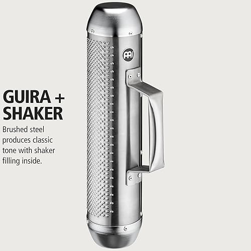 Vista 8 de Metal Guiro/Merengue Güira con raspador — NO HECHO EN CHINA — Acero cepillado, 2 años de garantía