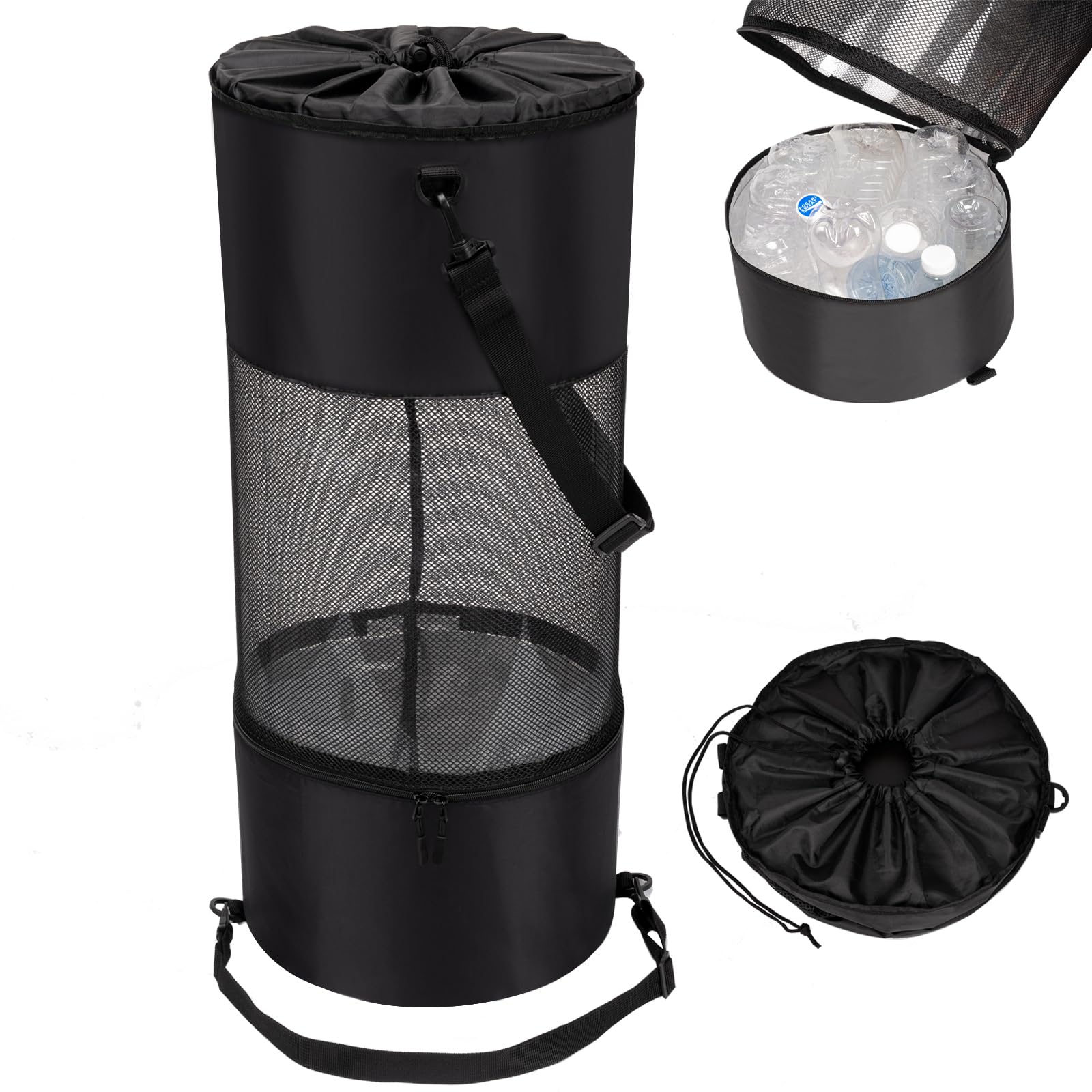 Photo 1 of Portable Boat Trash Bag, Reusable Outdoor Trash Container Garbage Storage Bag with Leak Proof Bottom Zipper Opening for Easy Cleaning, Boat Accessories Trash Can for Boat, Kayak Camping