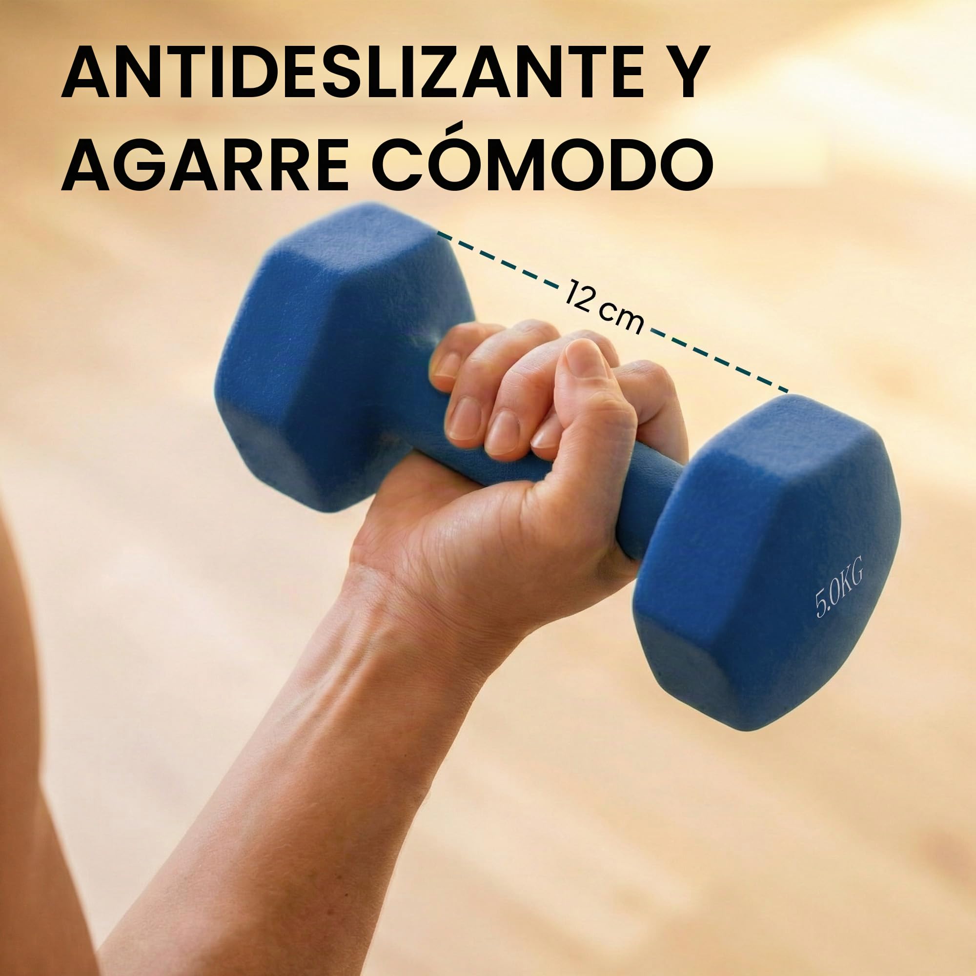 SPORTNOW Juego de mancuernas de 3 pares con bastidor de almacenamiento, mango antideslizante, juego de mancuernas hexagonal de 1-5 kg para gimnasio en casa