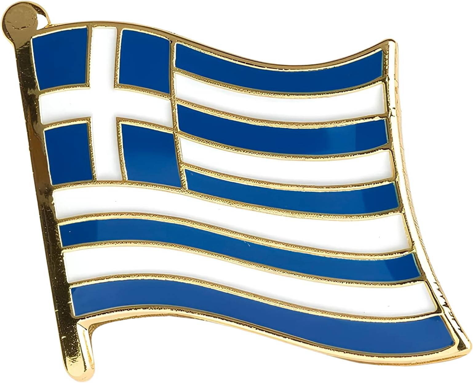 Greece National Flag Metal Enamel Lapel Pin Badge – 1.9 x 1.6 cm Blue and White Cross and Stripes – Hard Enamel Finish with Secure Clasp for National Pride, Travel, Events