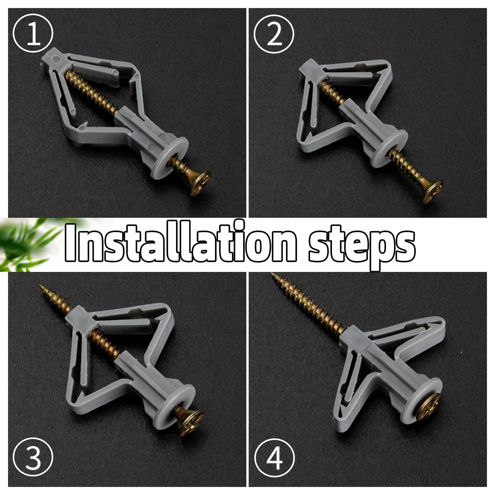 100Pcs Plasterboard Fixings, Plasterboard Wall Plugs, 50 Butterfly Plasterboard Raw Plugs and 50 Plasterboard Screws - Image 3