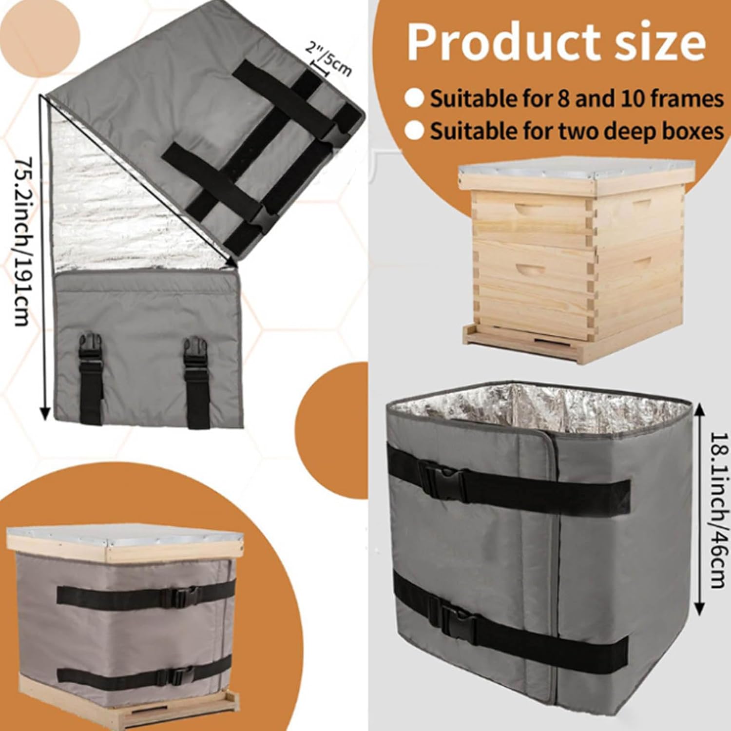 Multilayer Beekeeping Protective Thermal Blanket Cold Weather Protective Water-Proof Oxford Fabric Easy Installation Beekeeping Winter Supplies