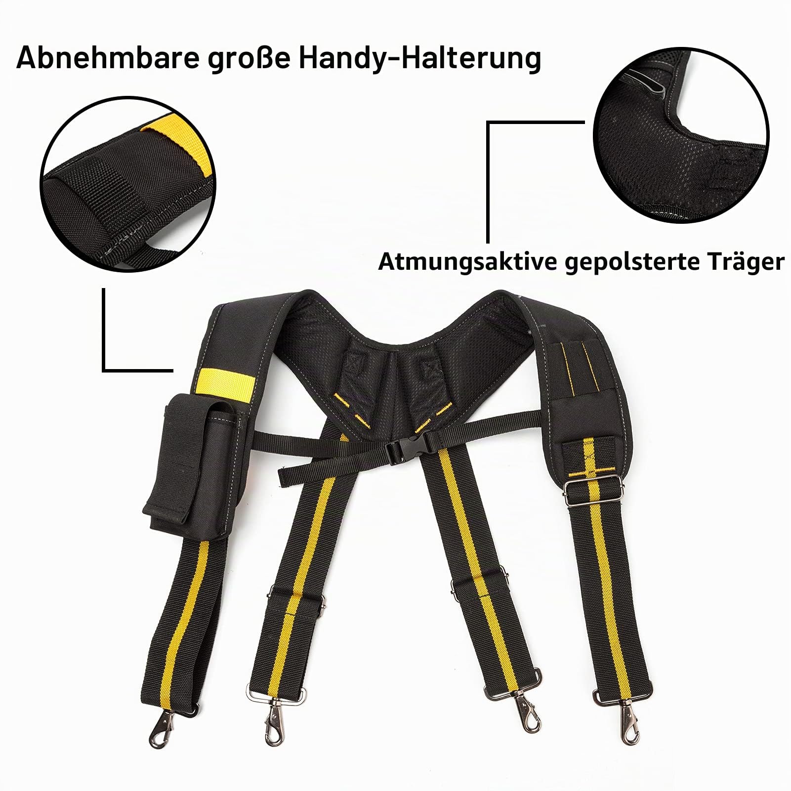 Werkzeuggürtel Hosenträger, Heavy Duty Arbeit Hosenträger Hängende Werkzeugtaschen Hosenträger Tragbare Werkzeughalterung Mit Handytasche Und Verstellbarem Gurt, Für Elektriker Schreiner