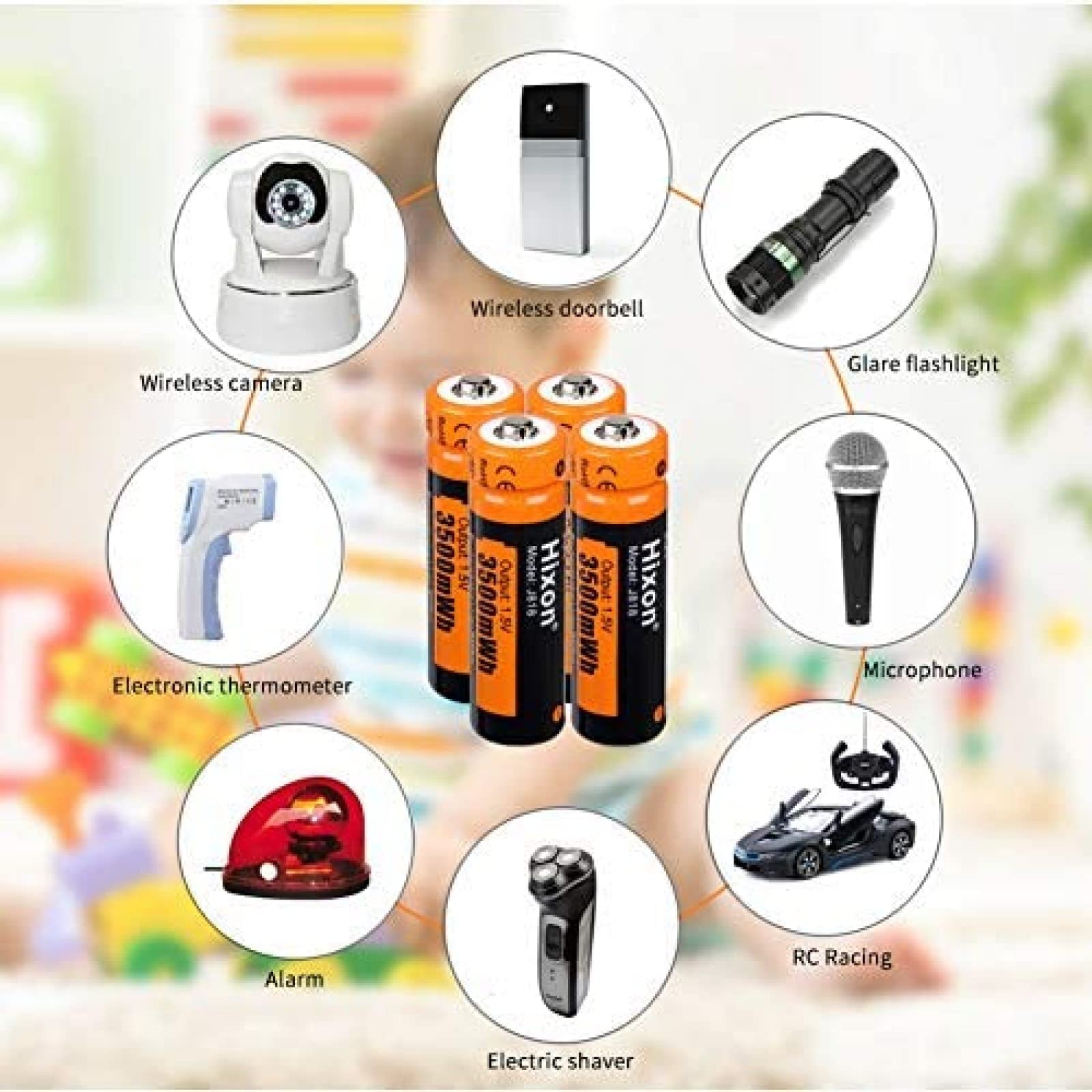 Batterie al litio AA, 3500 MWh 1,5 V, doppia A, batteria AA ricaricabile, 1200 cicli, batterie AA ricaricabili ad alta capacità, 8 batterie
