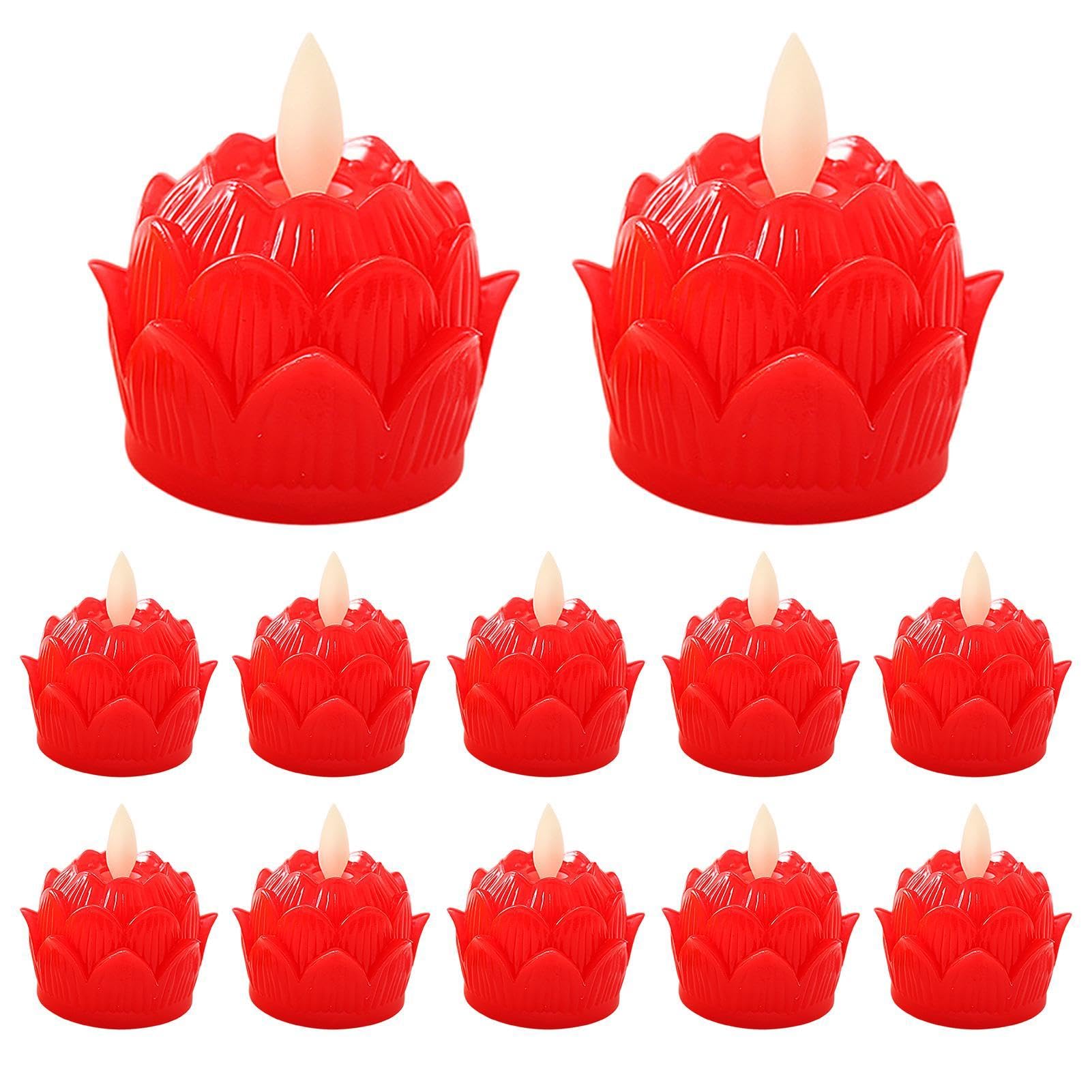 LED Tea Lights - Battery LED Tea, Flameless LED Tea | lottus LED Candle Lights, Reusable Electronic Candle lottus, Battery Operated Led Candles, Flower Desk Decor for Table, Temples, Bedroom, Shelf