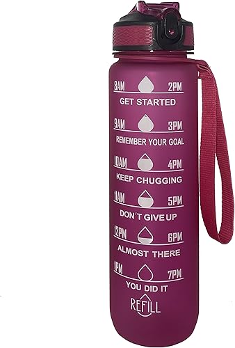 Botella de agua inspiradora de 32 onzas con recordatorio hidratante, rastreador motivacional para deportes al aire libre, gimnasio, yoga,
