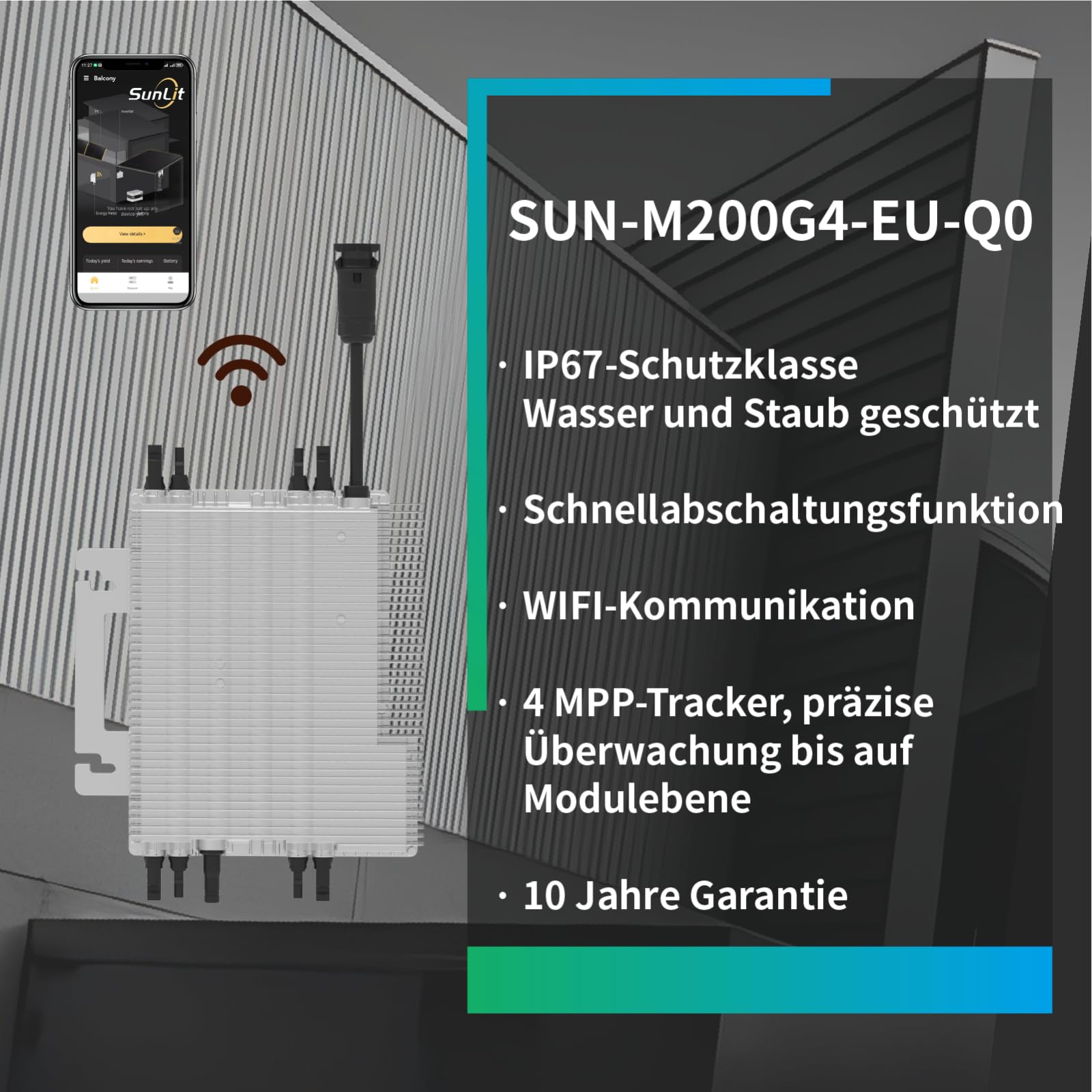Deye 2000W Wechselrichter SUN-M200G4-EU-Q0 (drosselbar auf 800W/600W)