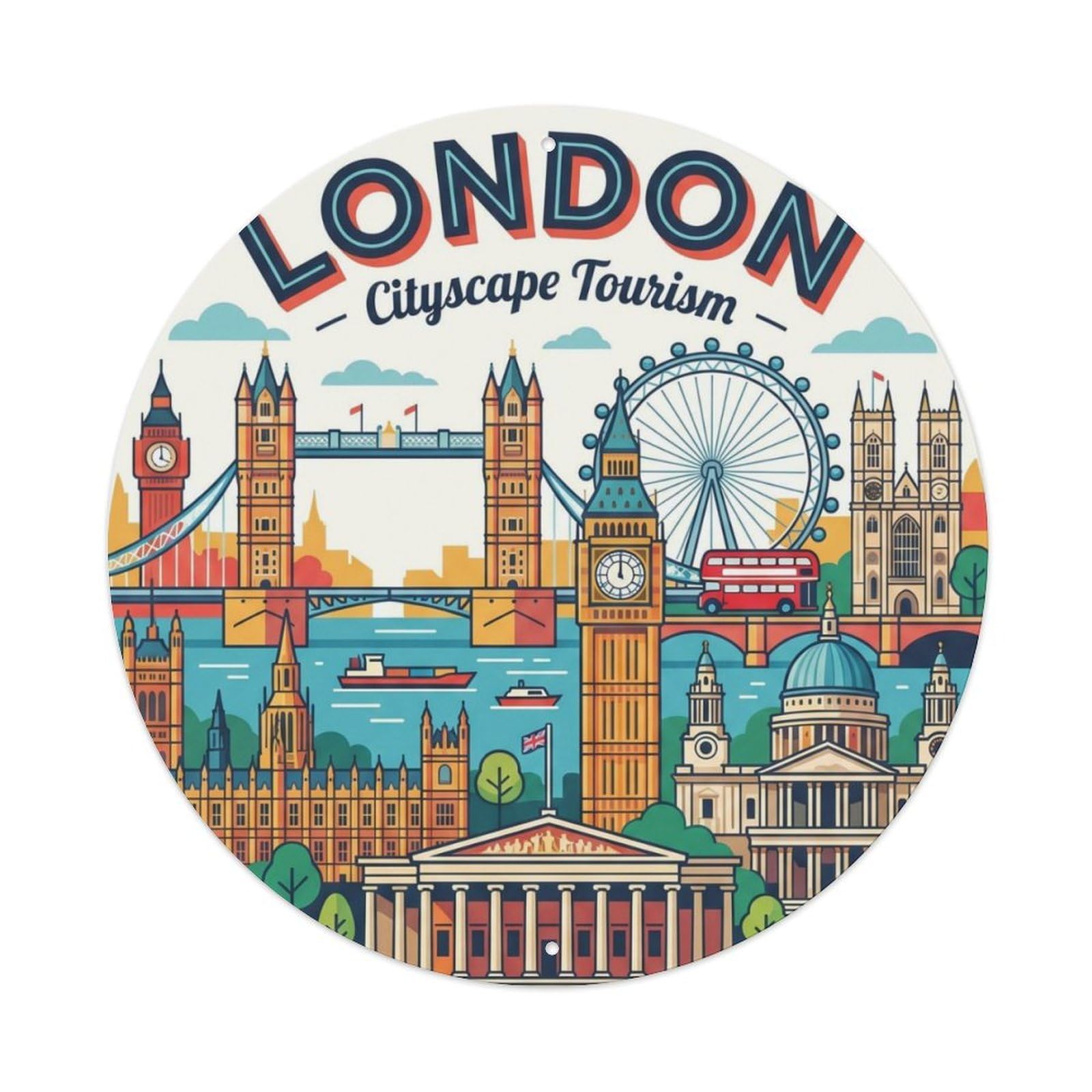 Fqcyn Style Vintage Travel British Cityscape Tourism Metal Tin Sign