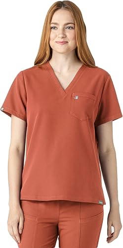 Mediclo Sal Essential - Camiseta médica para mujer, respetuosa con el medio ambiente, sostenible, con cuello en V, bolsillo en el pecho, ropa de