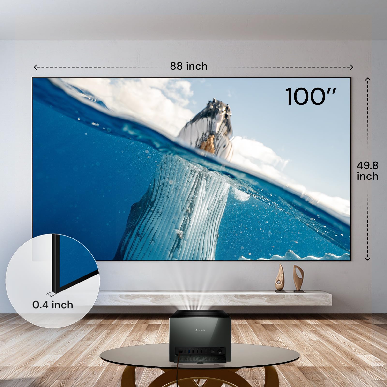 Écran Fresnel de 100 Pouces rejetant la lumière ambiante, Gain de 1,8 DB, résistance à la lumière ambiante de 85%, Conception de Type de-Speckle, Cadre Fixe 16:9 pour projecteur à Longue portée