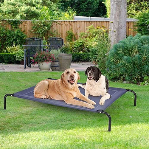 Miniatura 7 de Cama elevada original grande para perros de 52 x 36 x 8 pulgadas, cuna elevada para mascotas con tela de malla de textileno duradera, alfombrilla