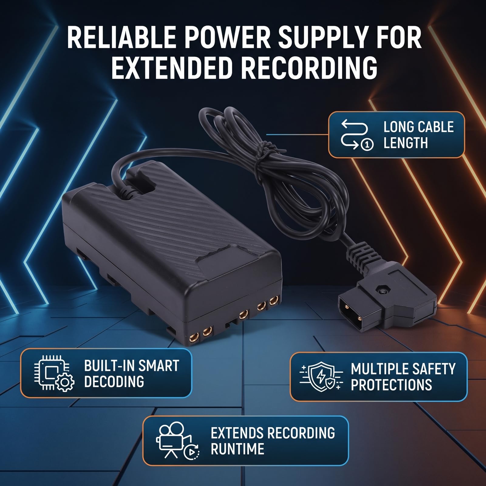 AMONIDA Batteria Fittizia con Decodifica Completa con Cavo D Tap, Uscita Ad Alta Potenza per PXW FX9 PXW FX6, e Affidabile, 1 Pezzo