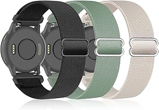Bolesi 3 Pack 18mm Stretchy Nylon Watch Bands for Garmin Venu 2S / Venu 3S /Vivoactive 4S/ Vivoactive 3S,Soft Sport Band Quick Release Wristband Loop Elastic Strap for Men Women