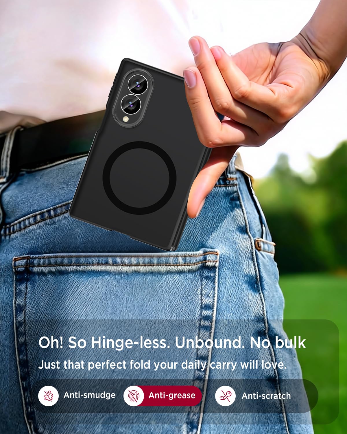 Miimall Custodia ultra sottile per Samsung Galaxy ZFold 8 con forte magnete e protezione per cerniere, ricarica wireless, robusta impugnatura antiscivolo di grado militare, custodia da uomo per Z