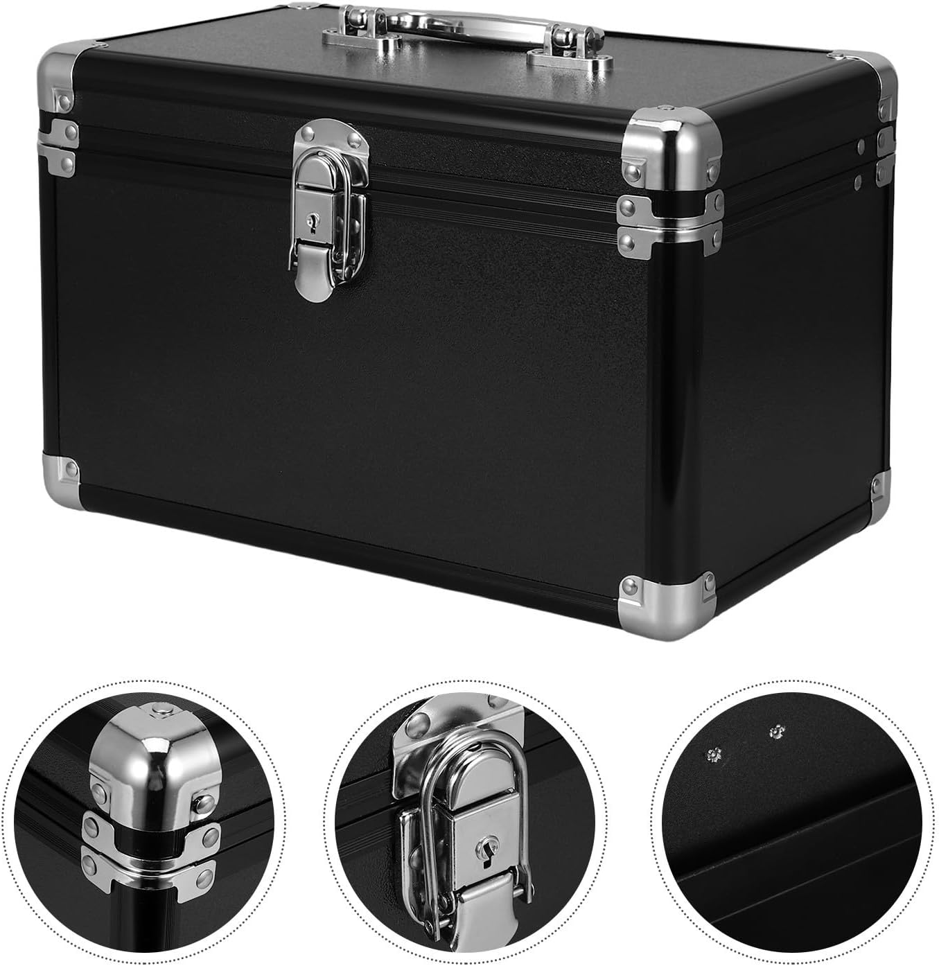 minkissy Portable and Dustproof Structure Frame 2-layer Clasp, Design Sealed Tool Organizer Box with Handle Aluminum Alloy Organization Storage for Workshop Small Equipment