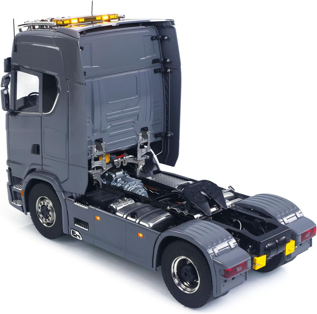 4X4 1/14 Radio Control Tractor Truck Metal Chassis Fifth Wheel 3Speed Transmission W/Transfer Case 4X2 RC Lorry Vehicle Hobby Grade Model for Ages 14+(Grey)