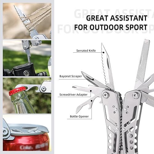 Miniatura 3 de Multiherramienta de bolsillo 24 en 1 con cuchillo, alicates, destornillador y alicates de punta de aguja, pelacables, kit de herramientas