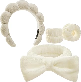 Headbands for Women - Spa Headband and Wristband Set - Headband for Washing Face,Facial Mask,Makeup and Skin Care,Gifts for Women and Teen Girl Gifts Trendy Stuff
