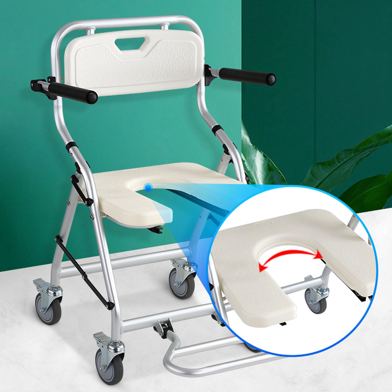 Sedia da doccia pieghevole, sedia da doccia con braccioli e ruote, comodini for anziani, sgabello da doccia for anziani, sedili da bagno for adulti
