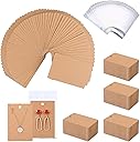 Works Great Earring Display Cards - Well-made 3.5 x 2.4 Inches Earring Cards with Good Paper Quality, Plus Clear Packaging Bags That Don't Tear Easily, for Earrings Necklace Jewelry Cards