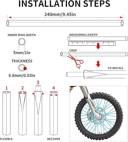 Miniatura 6 de PSLER - Cubiertas protectoras para radios de llantas, para decoración de bicicletas, motocicletas, motocross, etc., 72 unidades