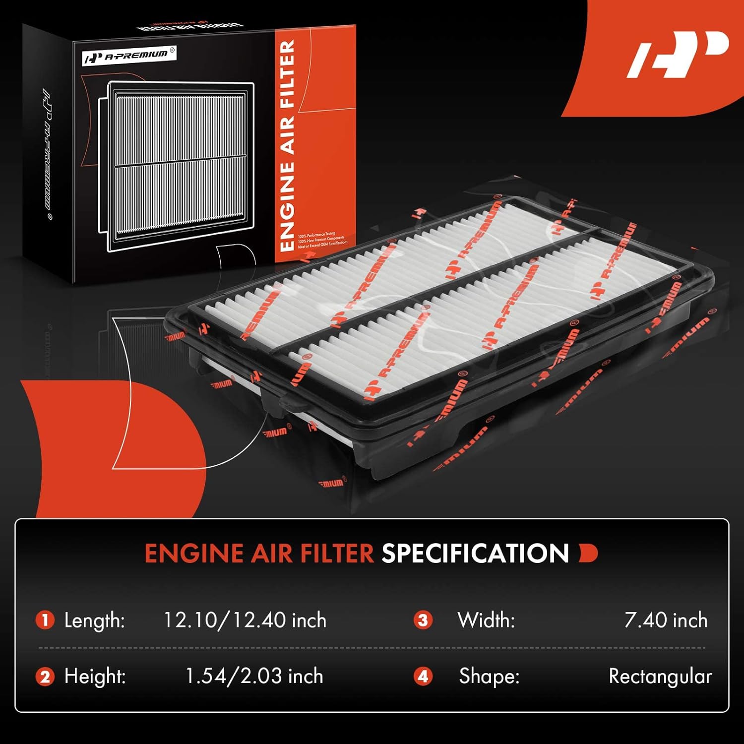A-Premium 2-PC Engine Air Filter Compatible with Acura TLX 2015-2020 & Honda Accord 2013-2017, V6 3.5L, Rigid Panel, Replace# 172205G0A00