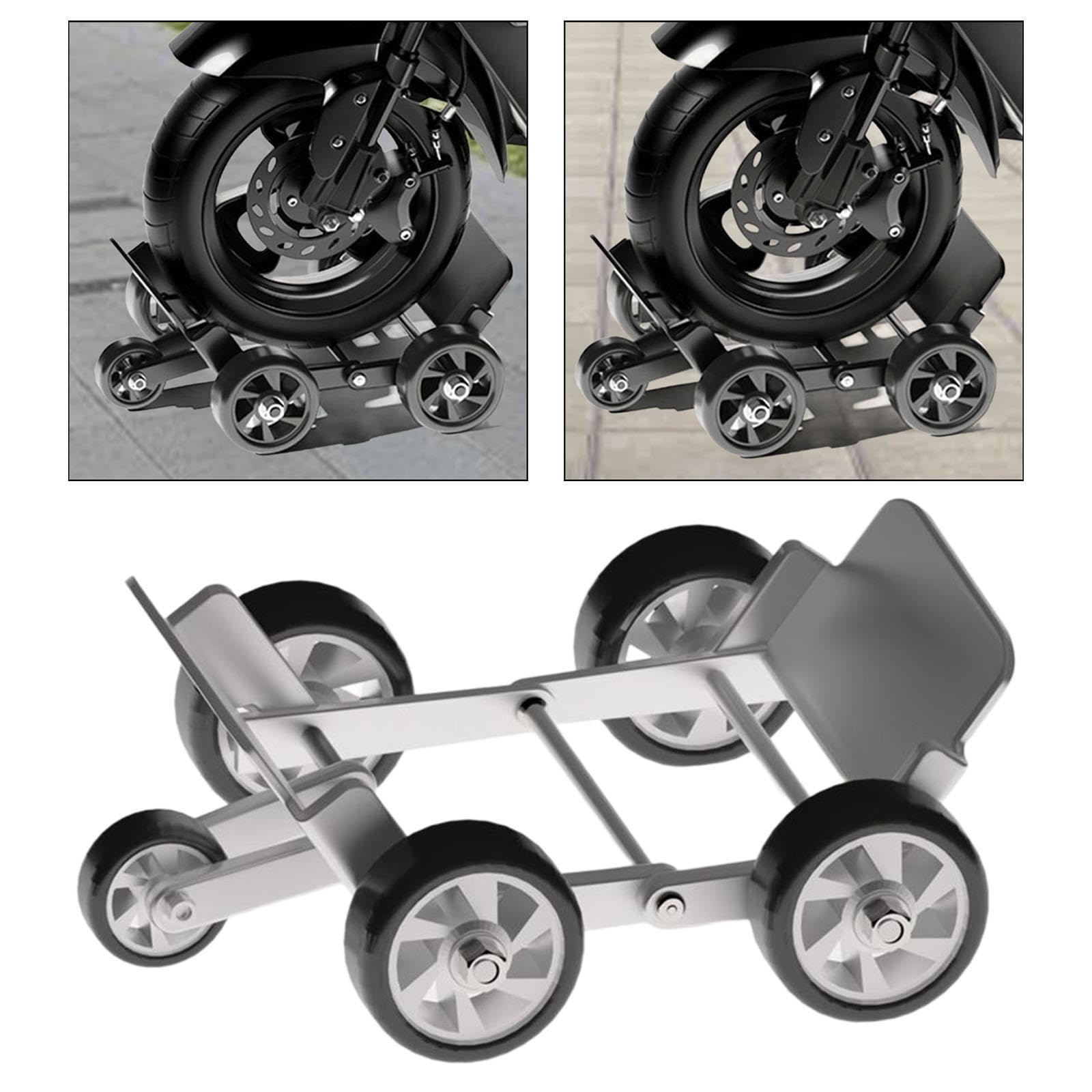 Motorrad Anhängertrolley mit Stahl Und Gummirad Faltbares Und Verschleißfestes Transportgerät für Defekte Reifen Bewegungsunterstützung für Pannenhilf, Silber