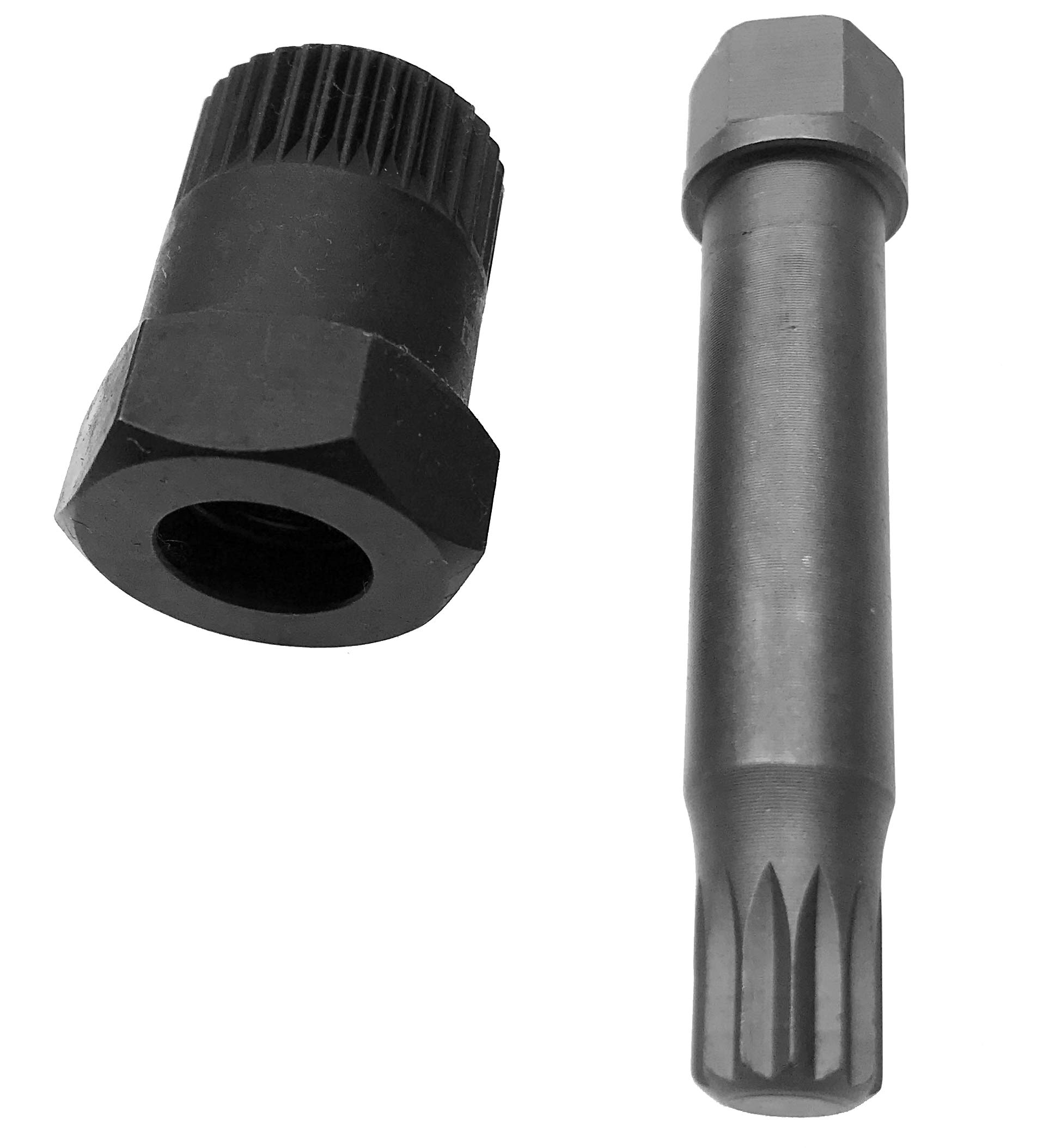 Alkan Douille M10 extra courte (multi-dents, pour profil XZN) avec insert adaptateur avec écrou à 33 dents, outil de montage, embout de démontage pour poulie de courroie à roue libre d'alternateur