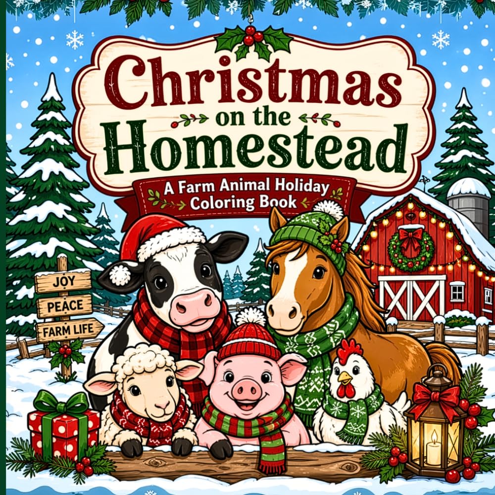 Christmas on the Homestead: A Farm Animal Holiday Coloring Book