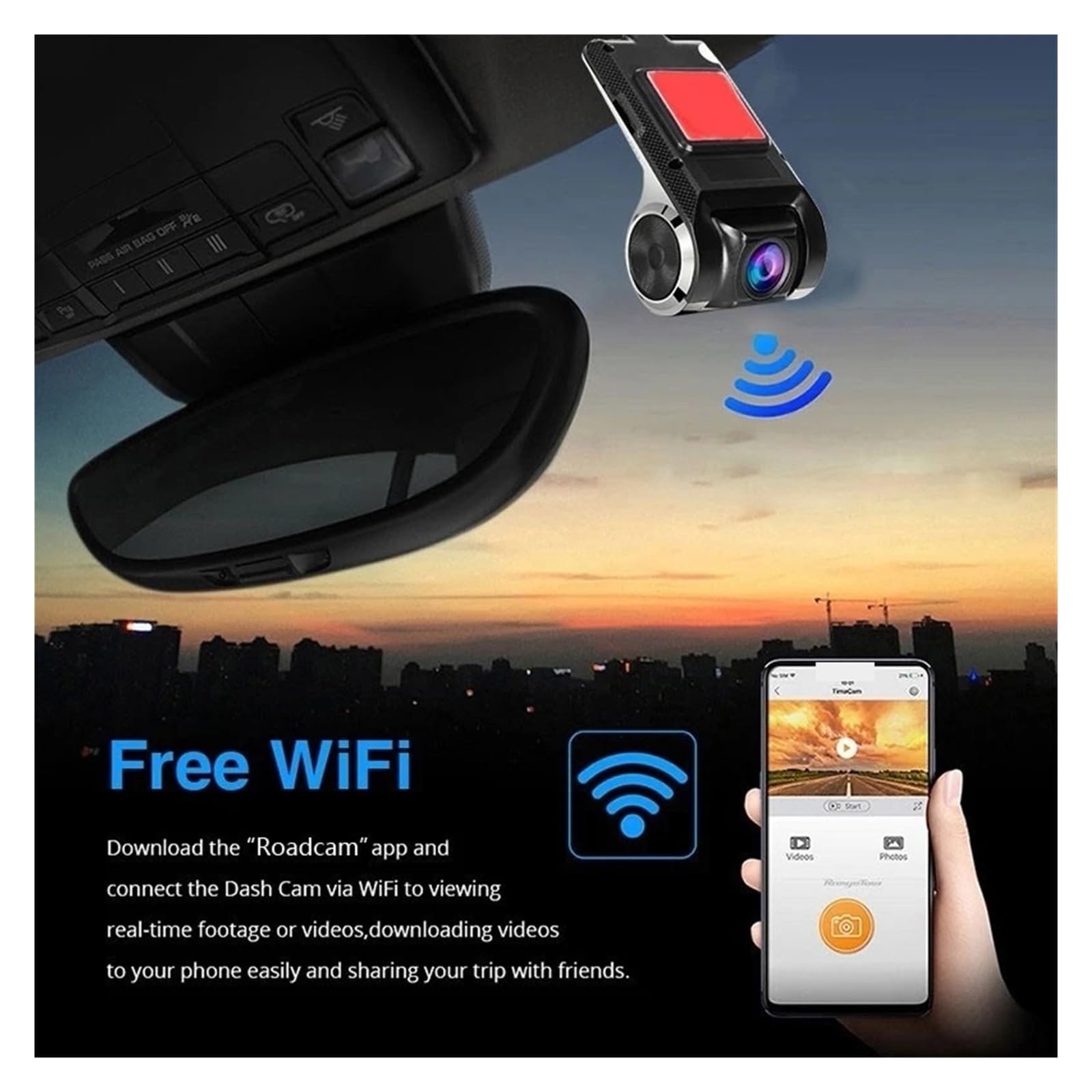 DashCam Videocamera for auto HD 1080P Dash Cam Car Dashcam DVR Video HD USB registratore automatico for lettore multimediale Installazione facile(Only USB DVR)