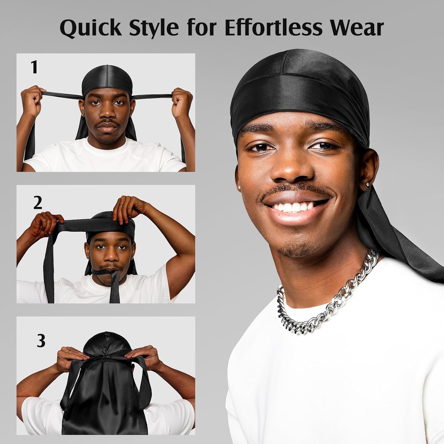 YFONG 100% Mulberry Silk Durag for Men & Women, 22 Momme Silky Durag for Hair Care, Soft and Breathable Do rag