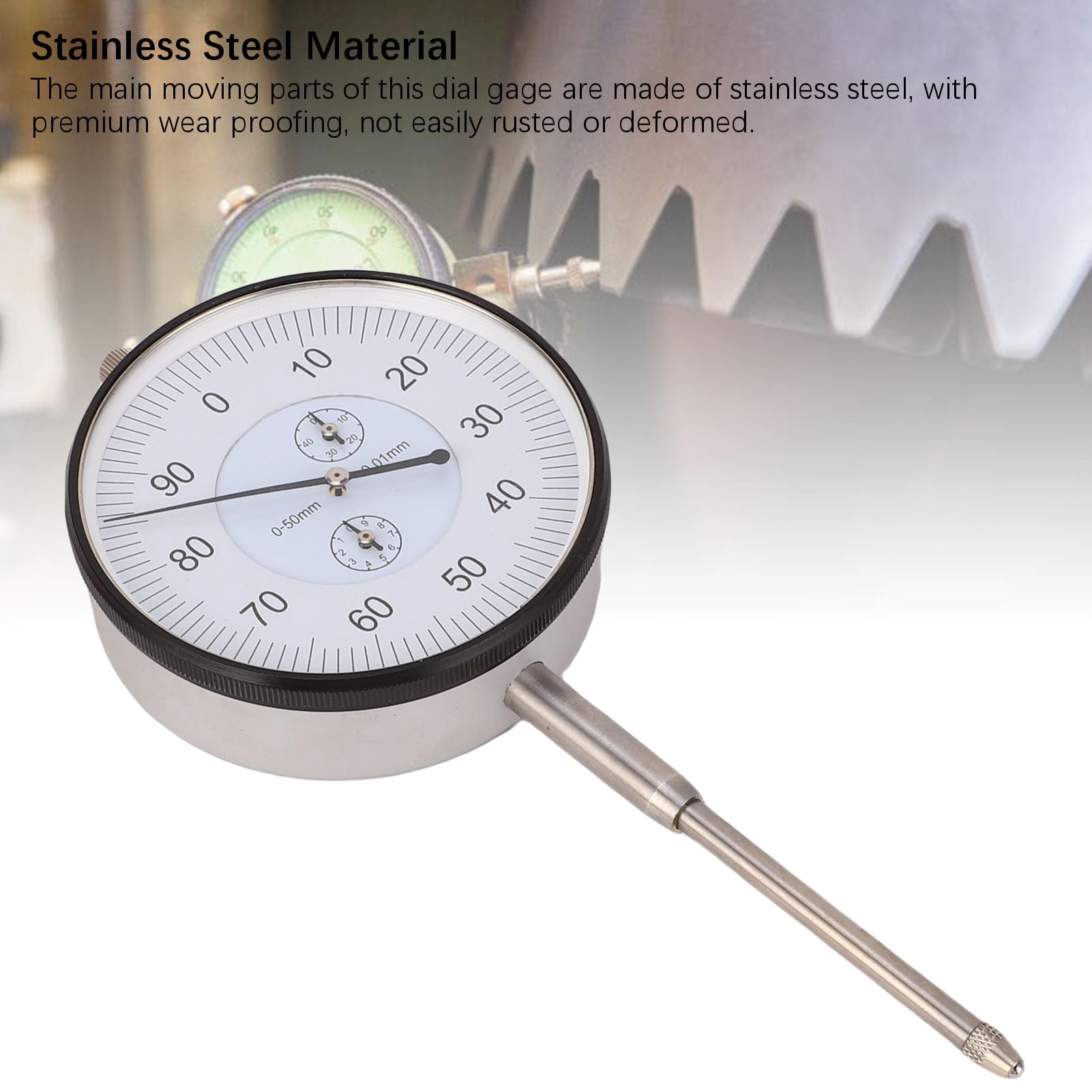 0,01 Mm Stoßfeste Mechanische Messuhr für Präzise Bearbeitung, Metrische Messuhr aus Edelstahl für Maschinen, Fertigung, Luftfahrt, Formenbau