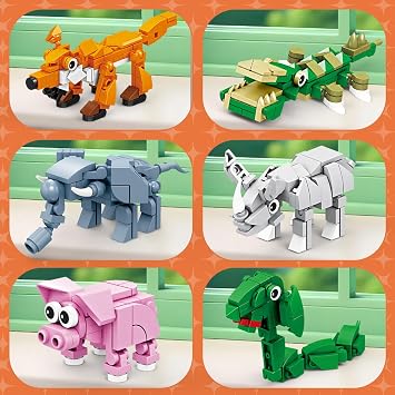 KAZI Party Favors for Kids 8-12,12 Pack Animals Building Blocks for Goodie Bags Classroom Prizes Birthday Gifts Easter Basket Stuffers,817 PCS Small Animal Building Set