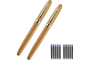 Intriguing 2Pcs Wooden Fountain Pens: A Timeless Writing Experience
