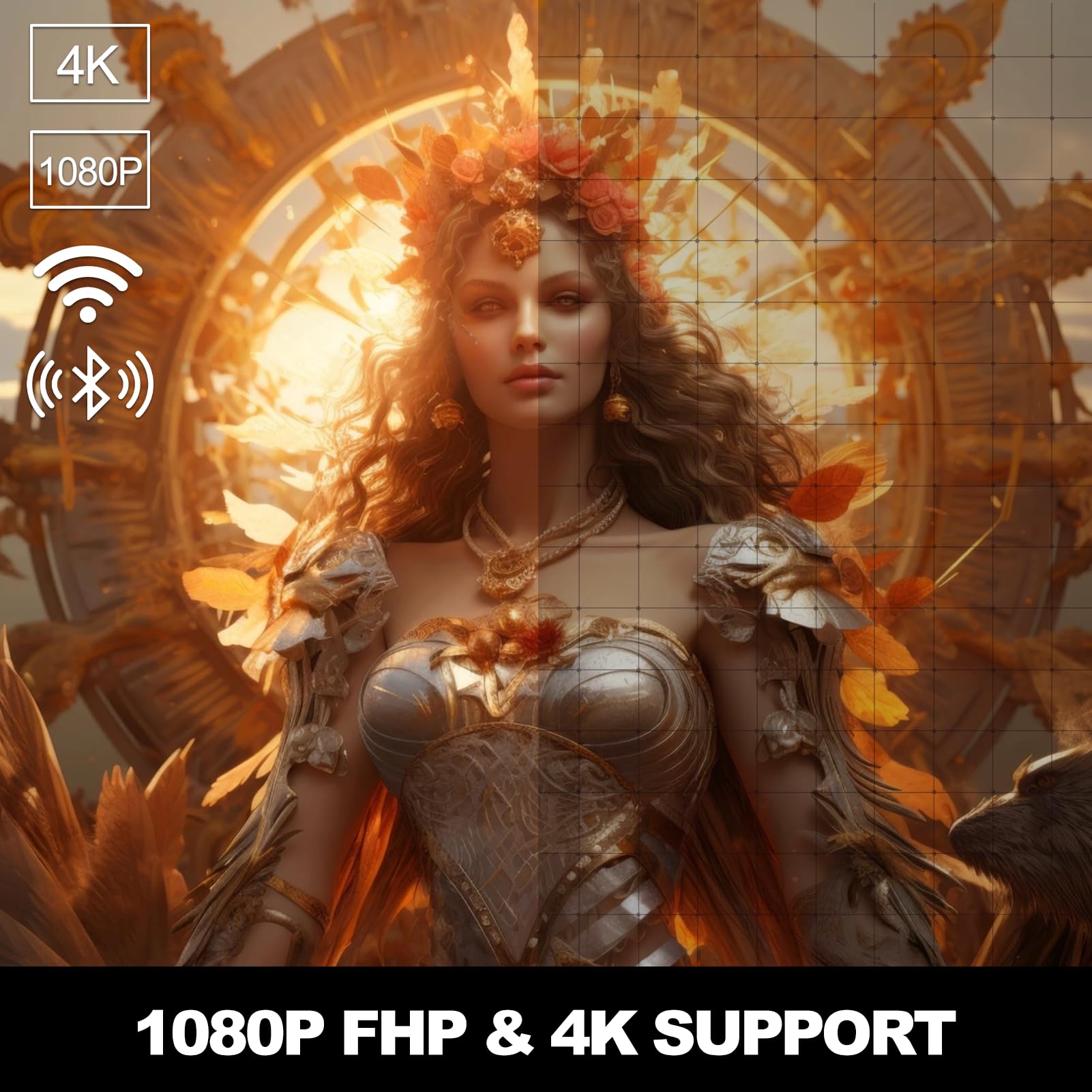 Mini Projector with WiFi6 and Bluetooth 5.4, Portable Projector 4K 1080P Support, 180°Rotatable Smart Small Projector Outdoor for Phone/TV Stick/Laptop