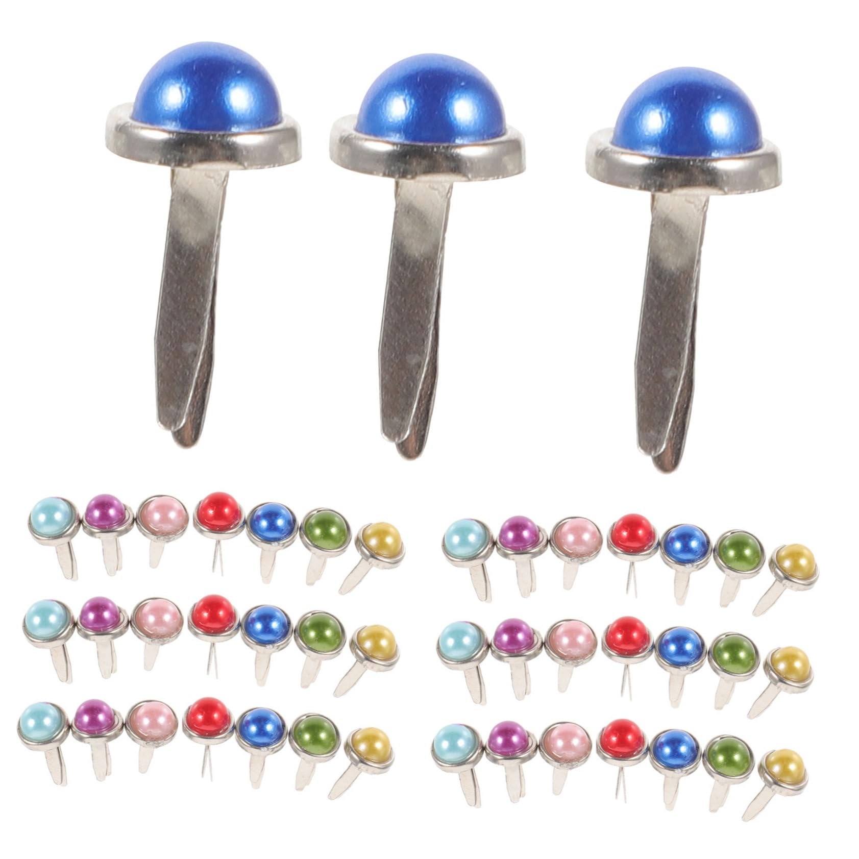 OSALADI 50Pcs Mini Pearl Brads Fasteners for Scrapbooking and Crafts Assorted Colors Durable Paper Clips for DIY Projects and Stamping Easy to Use and Install
