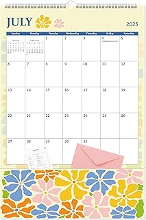 Guasslee 2025-26 Wall Calendar with Pockets, 12-Month Vertical Pocket Wall Calendar From Jul. 2025 - Jun. 2026, 17" X 11.5" Monthly Hanging Planner Aesthetic With Thick Paper For Home School Office