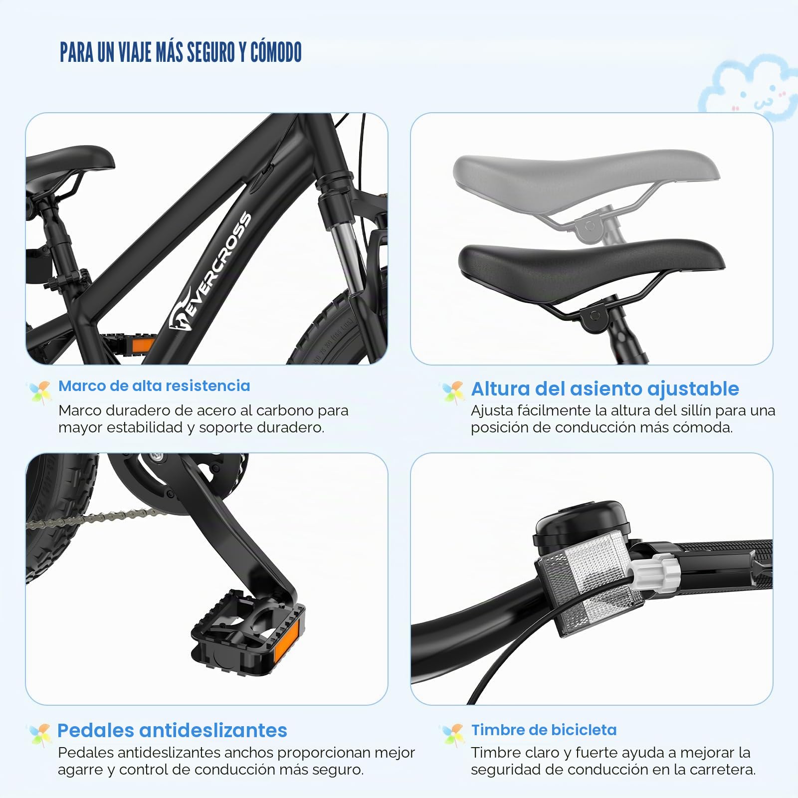 EVERCROSS EM5 Bicicleta de Montaña Infantil 20 Pulgadas, Bicicleta Niño y Niña con 7 Velocidades y Doble Freno de Disco, MTB Ligero (15 kg) con Suspensión Delantera, Sillín Ajustable,Carga Máx 80kg