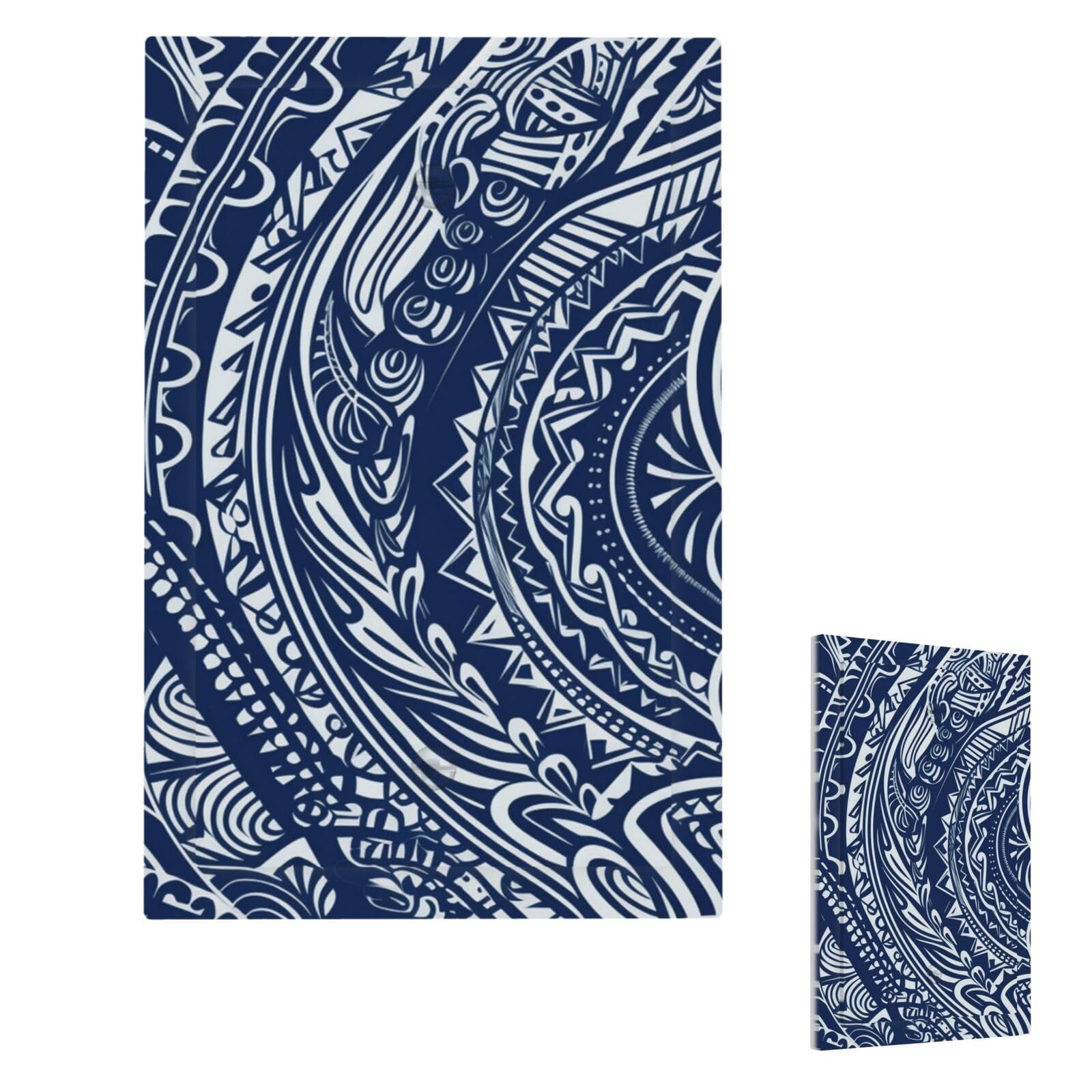 Blue Polynesian Maori Tribal Pattern Wall Plate Cover Modern Decorative 1 Gang Light Switch Cover Unbreakable Receptacle Outlet Covers For Living Room Bedroom Home Decor Single Blank